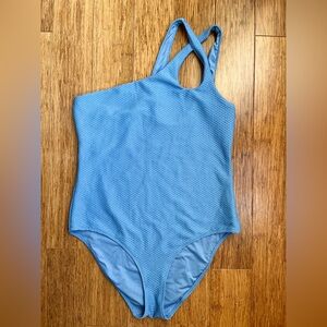 Aerie ribbed one shoulder swimsuit size Medium Blue. 1472